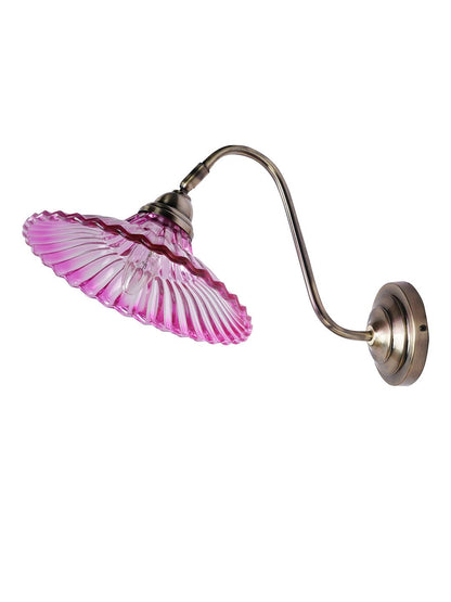 Modern Industrial Pink Ribbed Glass Adjustable Gooseneck Wall Sconce