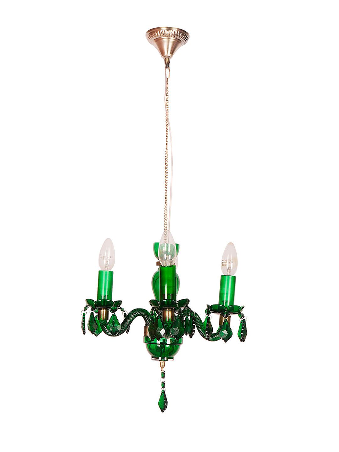 Elegant 4-Light Green Painted Glass Chandelier - Traditional Vintage Charm