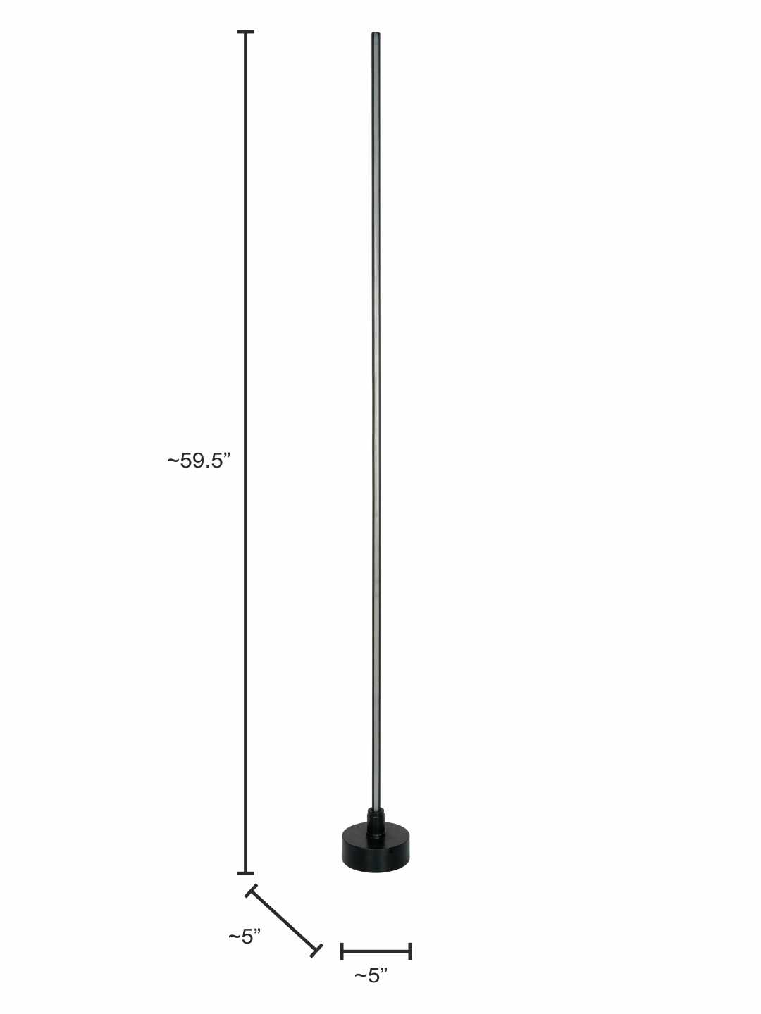 Sleek Black LED Corner Floor Lamp: 60-Inch Modern Pipe Design, Warm White Light