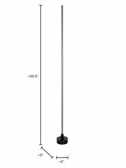 Sleek Black LED Corner Floor Lamp: 60-Inch Modern Pipe Design, Warm White Light