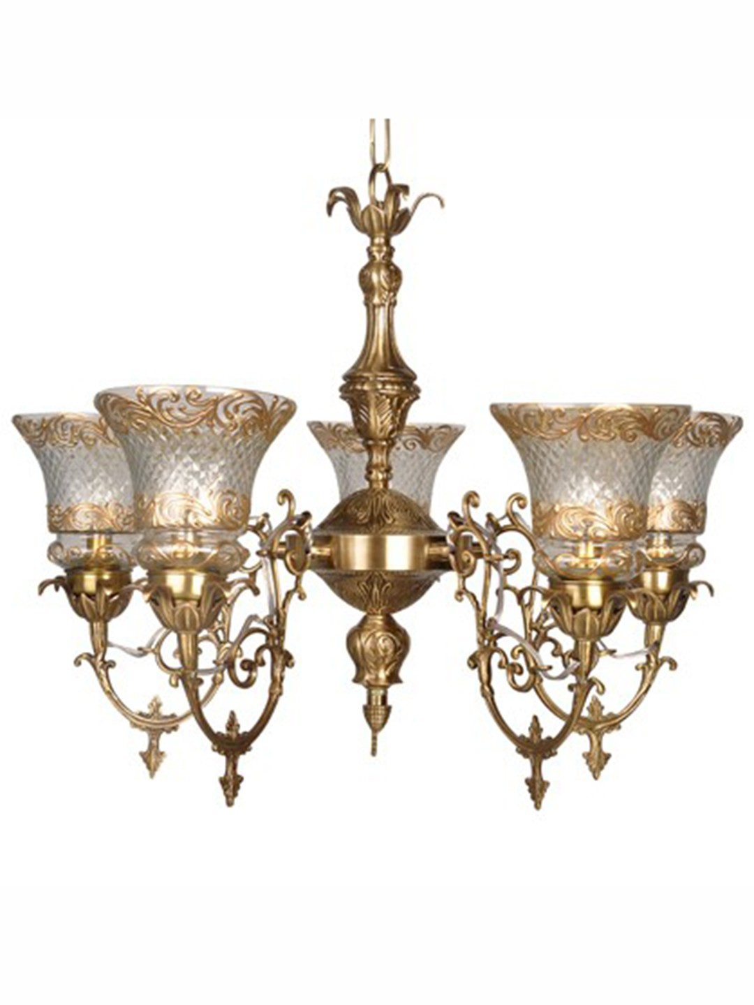 Brass Antique 5-Light Chandelier – 66 cm
