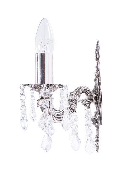 Silver Antique Crystal Brass 2-Light Wall Sconce – 33 cm