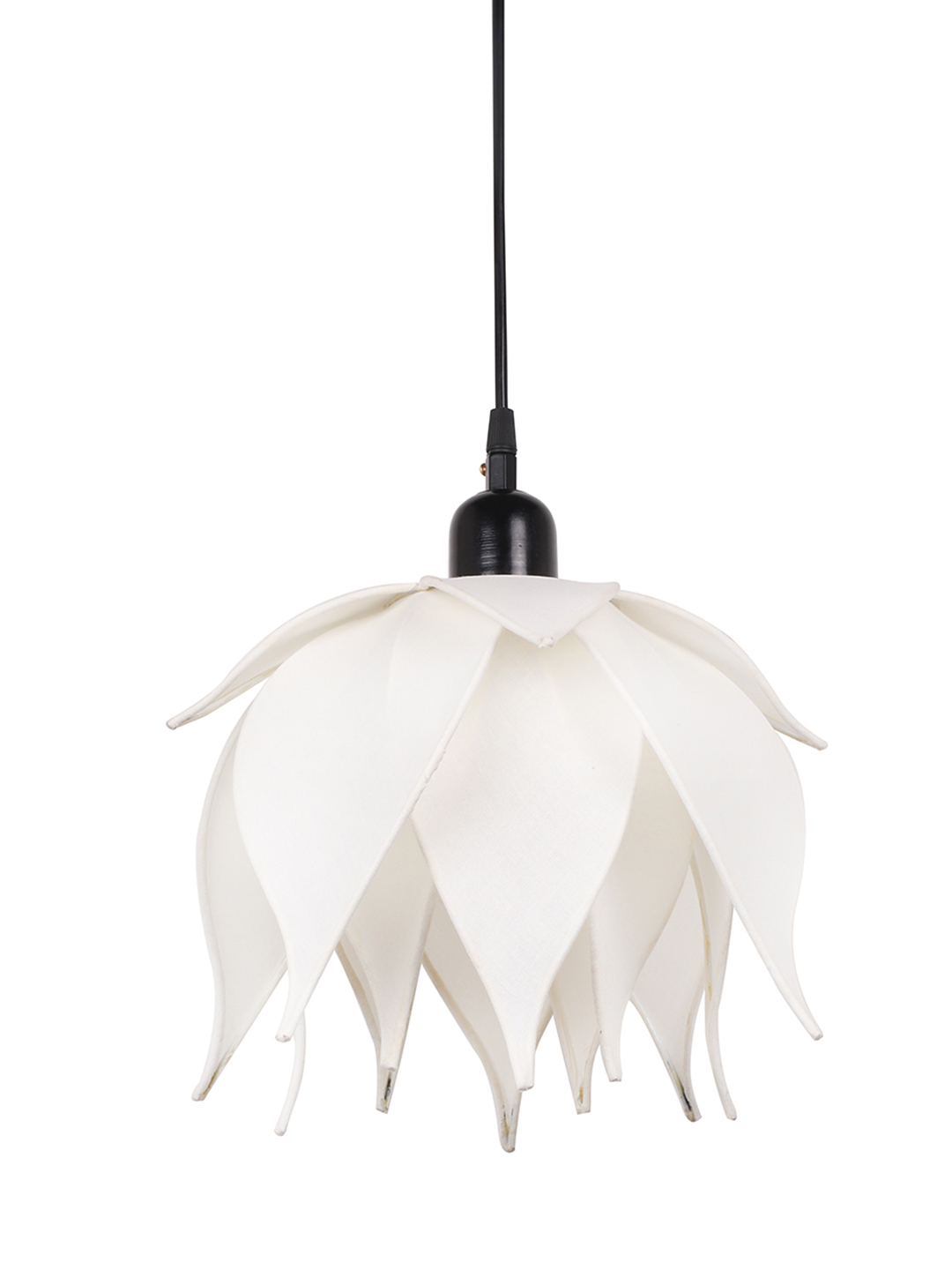 Off White Fabric and Iron 1-Light Lotus Pendant Light – 30.5 cm