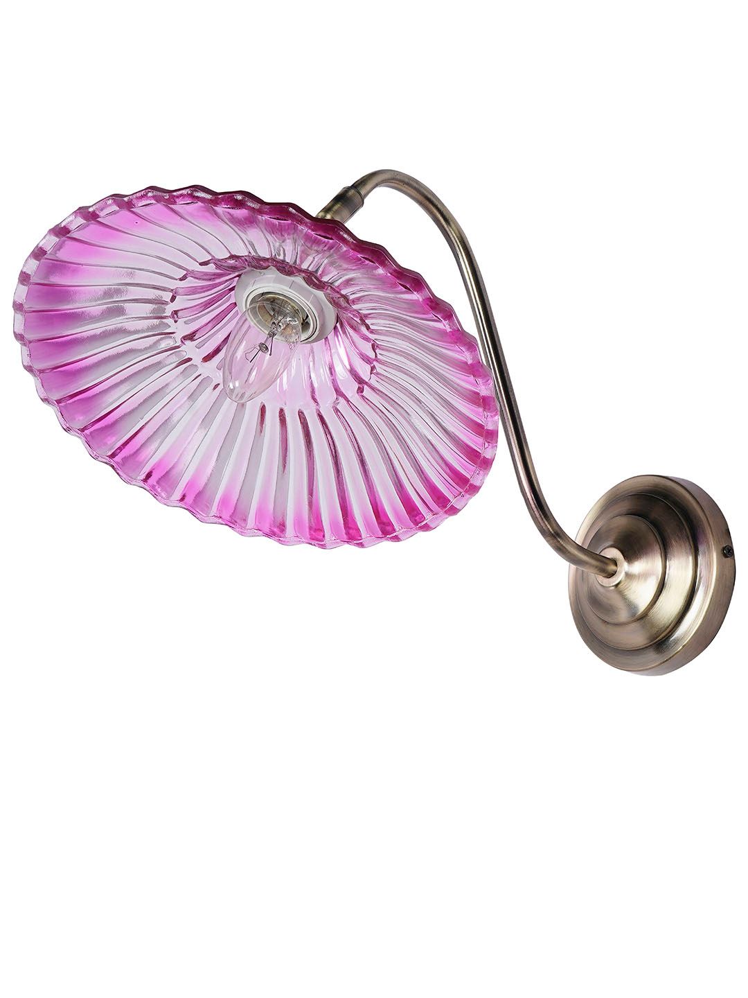 Modern Industrial Pink Ribbed Glass Adjustable Gooseneck Wall Sconce