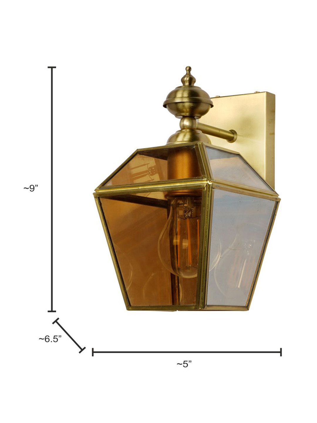 Premium Victorian Brass Trapezoid Wall Sconce | Antique Finish Clear Glass Lighting