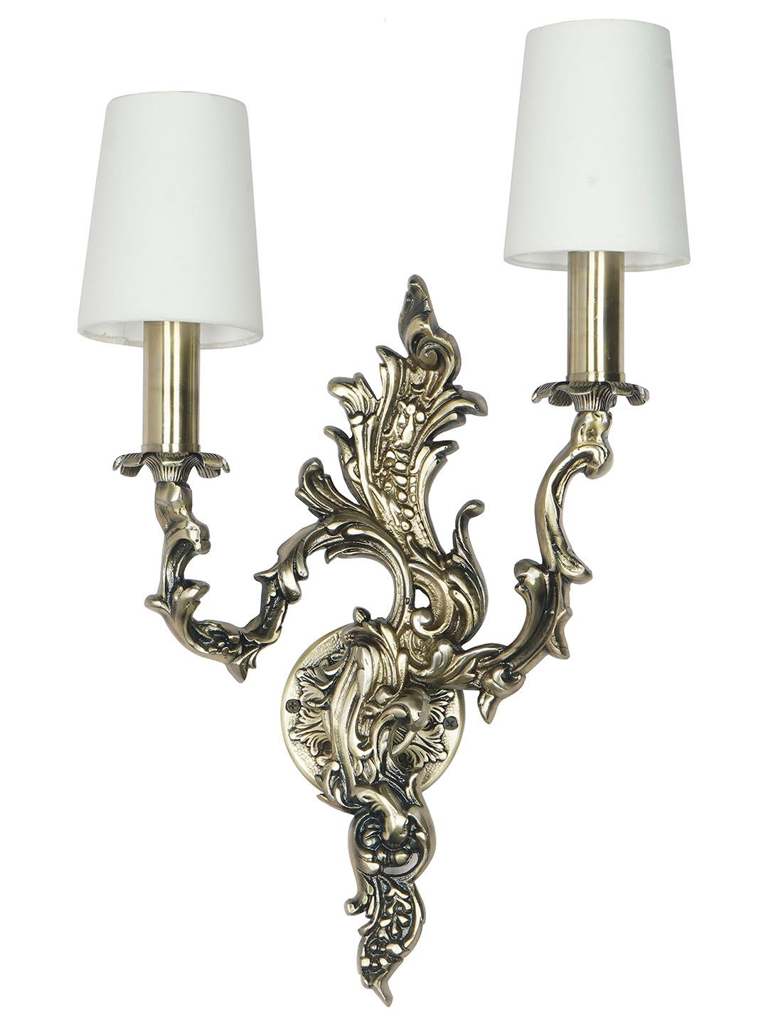 Elegant Antique Brass European Traditional Wall Sconce with Mini Tapered Shades