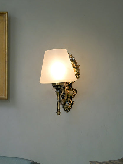 Brass Antique Glass Mild Steel 1-Light Wall Sconce – 27.9 cm