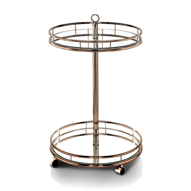 Luxurious Champagne Mirrored 2-Tier Bar Cart with Casters for Elegant Serving