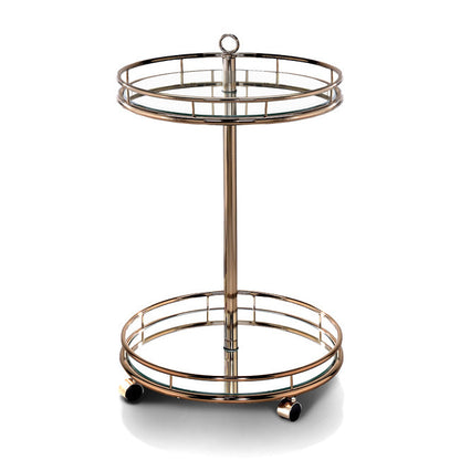 Luxurious Champagne Mirrored 2-Tier Bar Cart with Casters for Elegant Serving