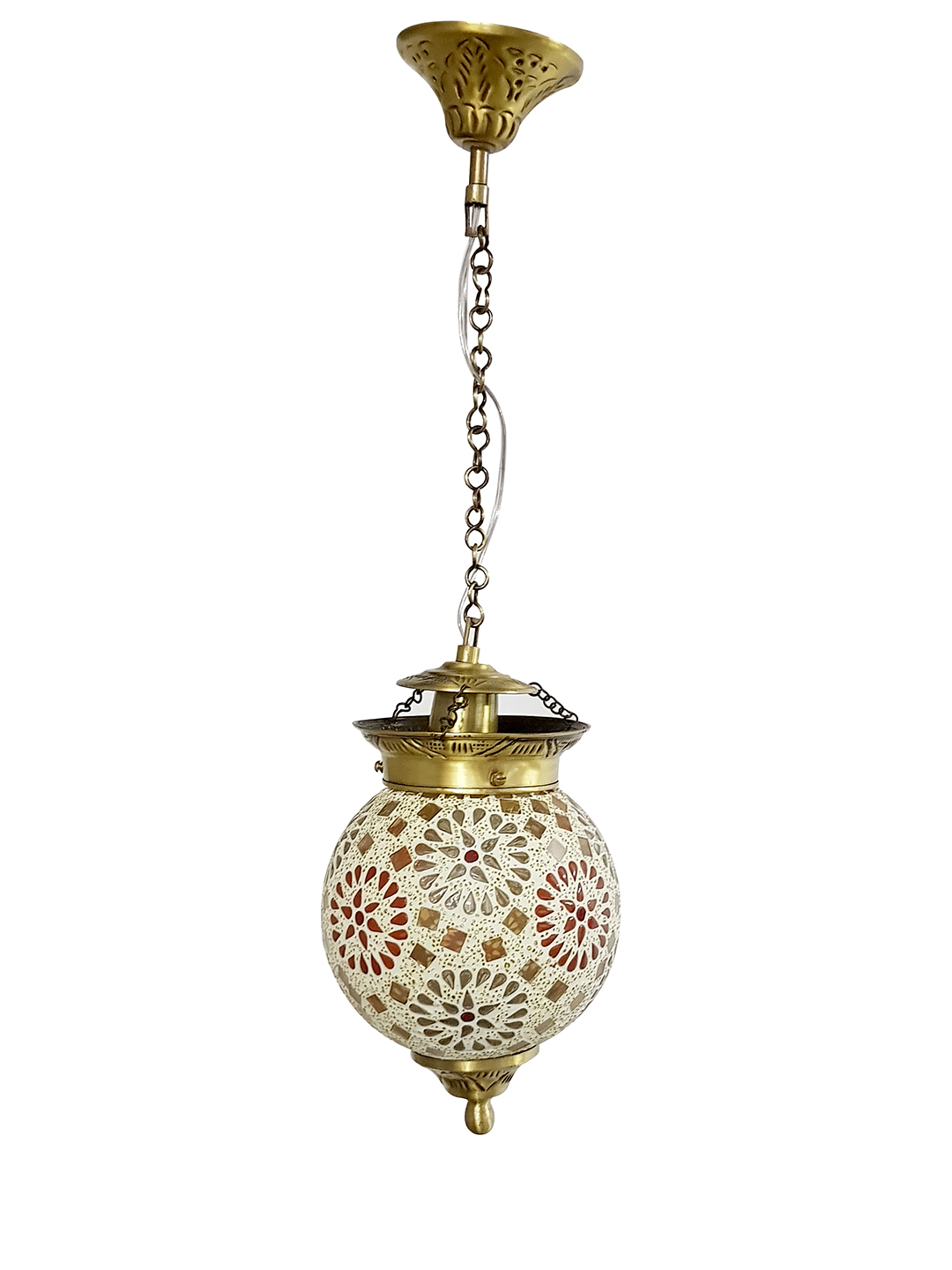 Brass Antique Glass 1-Light Mini Pendant Light – 15.2 cm