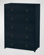 Elegant Lark Chest: Golden Ring Pulls, Smooth Ball Bearing Glides, Textured Wooden Finish