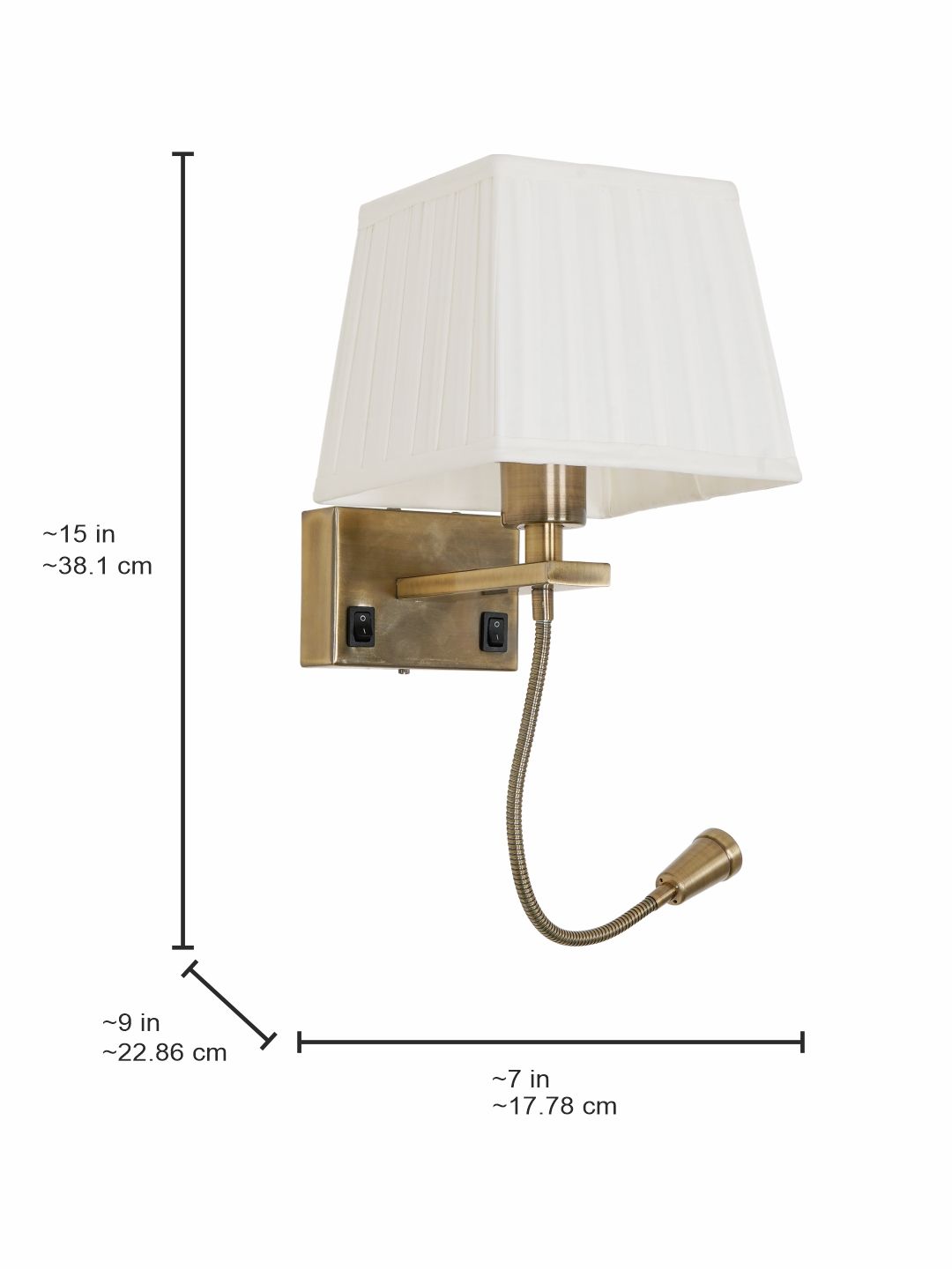 Elegant Antique Brass Transitional Wall Sconce with Flexible LED Reading Light