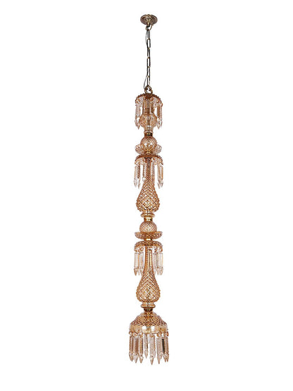 Grand Golden Luster Glass Pendant Light with Hand-Cut Crystals, 127 cm