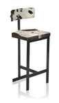 Premium Leather Hide Bar Stool with Matte Black Iron Frame for Modern Homes