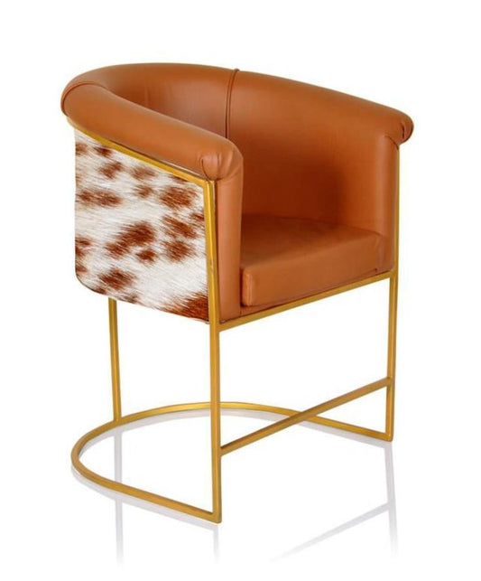 Luxurious Brown Faux Hair-on Hide Relaxing Bar Stool | Comfortable Sling Chair