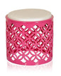 Charming Pink Faux Leather Stool with Intricate Aluminium Base Design
