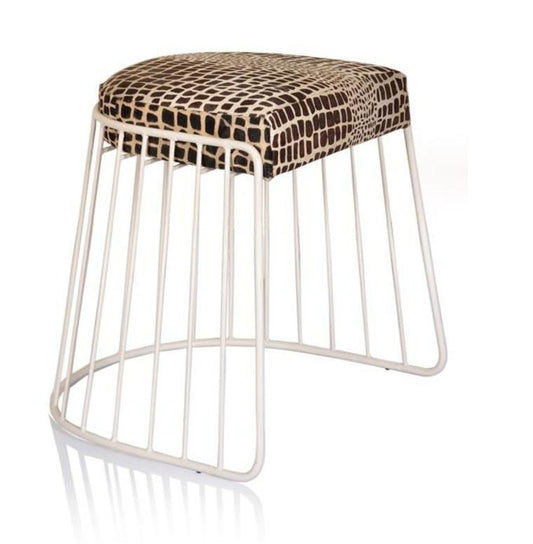 Luxurious Crocodile Hide Faux Leather Wire Framed Stool for Modern Homes