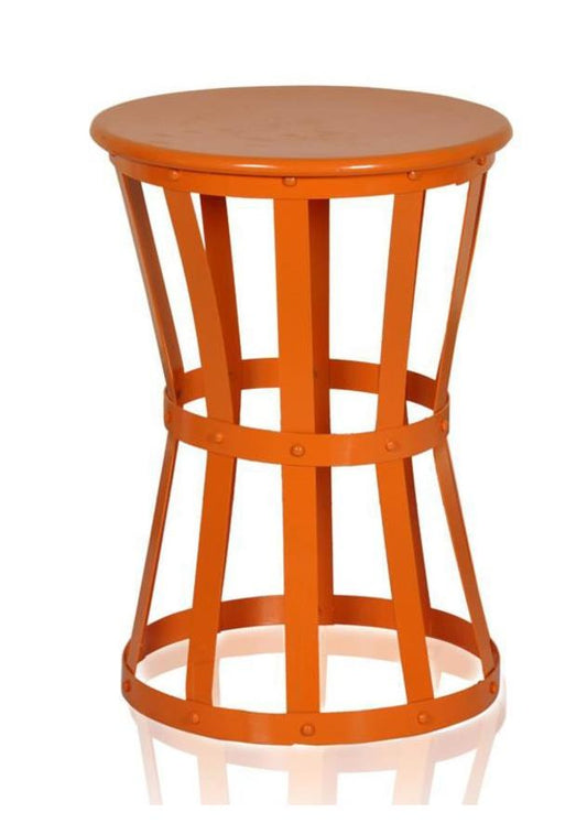 Vibrant Orange Iron Garden Stool: Durable Outdoor/Indoor Accent Furniture