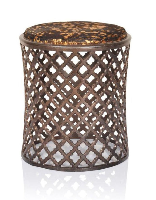 Premium Copper Leather Stool with Aluminium Base for Stylish Home Seating