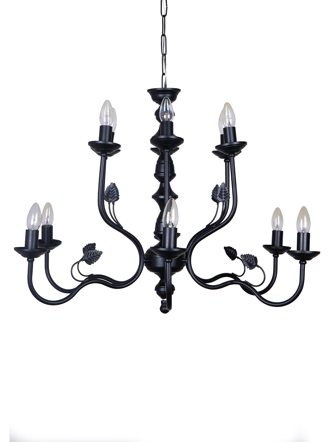 Black Italian 2-Tier Steel Chandelier – 12 Lights