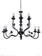 Black Italian 2-Tier Steel Chandelier – 12 Lights