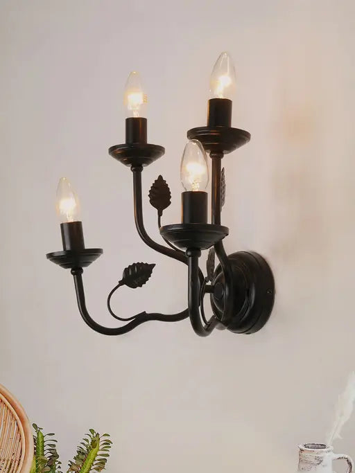 Black Mild Steel 4-Light Wall Sconce – 38.1 cm