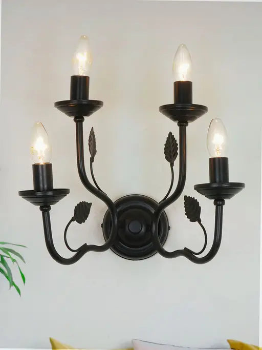Black Mild Steel 4-Light Wall Sconce – 38.1 cm