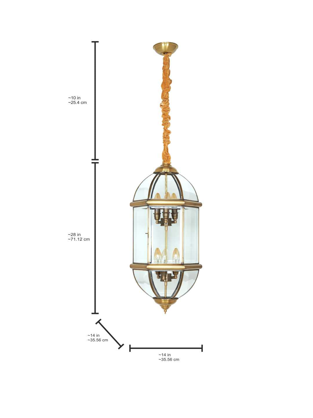 Brass Antique 6-Light Chandelier – 71.1 cm