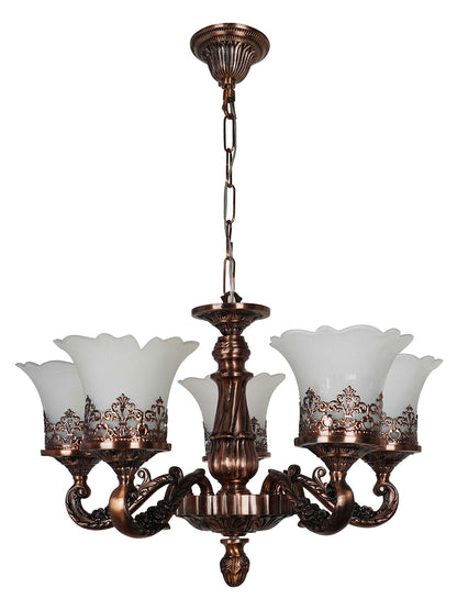 Antique Copper Aluminium 5-Light Chandelier – 61 cm
