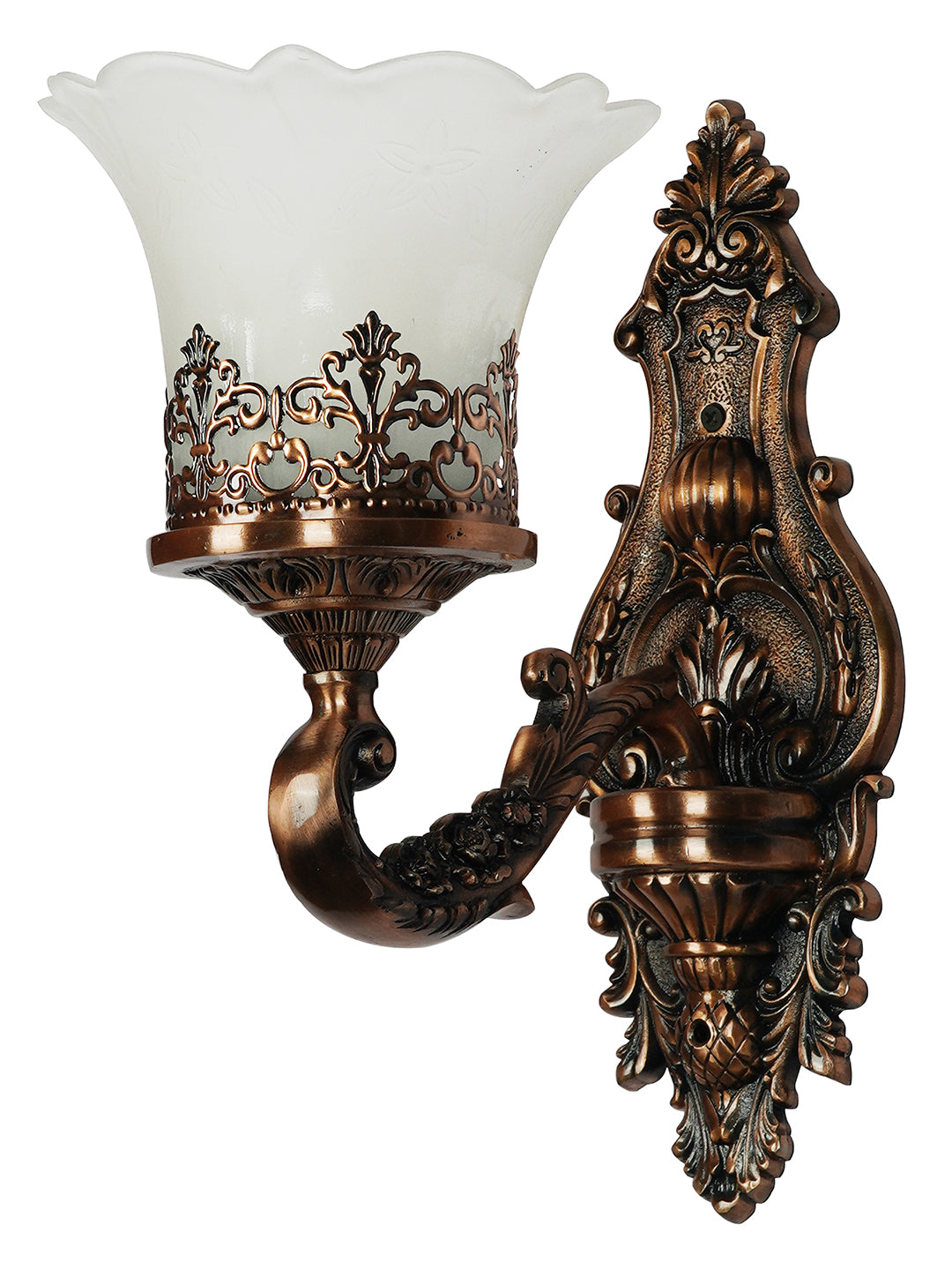 Antique Copper Glass Aluminium 1-Light Wall Sconce – 34.3 cm