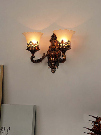 Copper Antique Glass Aluminium 2-Light Wall Sconce – 43.2 cm