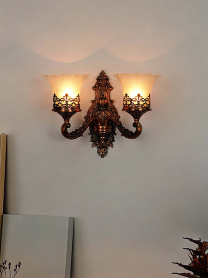 Copper Antique Glass Aluminium 2-Light Wall Sconce – 43.2 cm