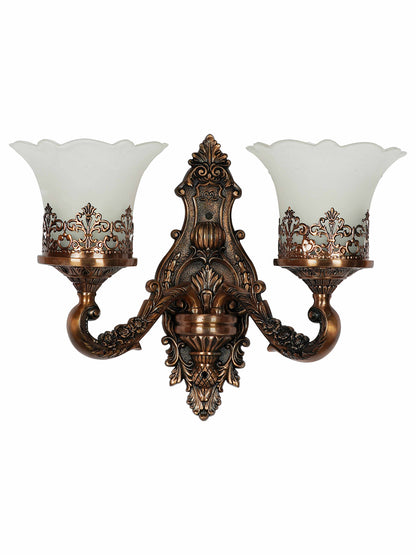 Copper Antique Glass Aluminium 2-Light Wall Sconce – 43.2 cm