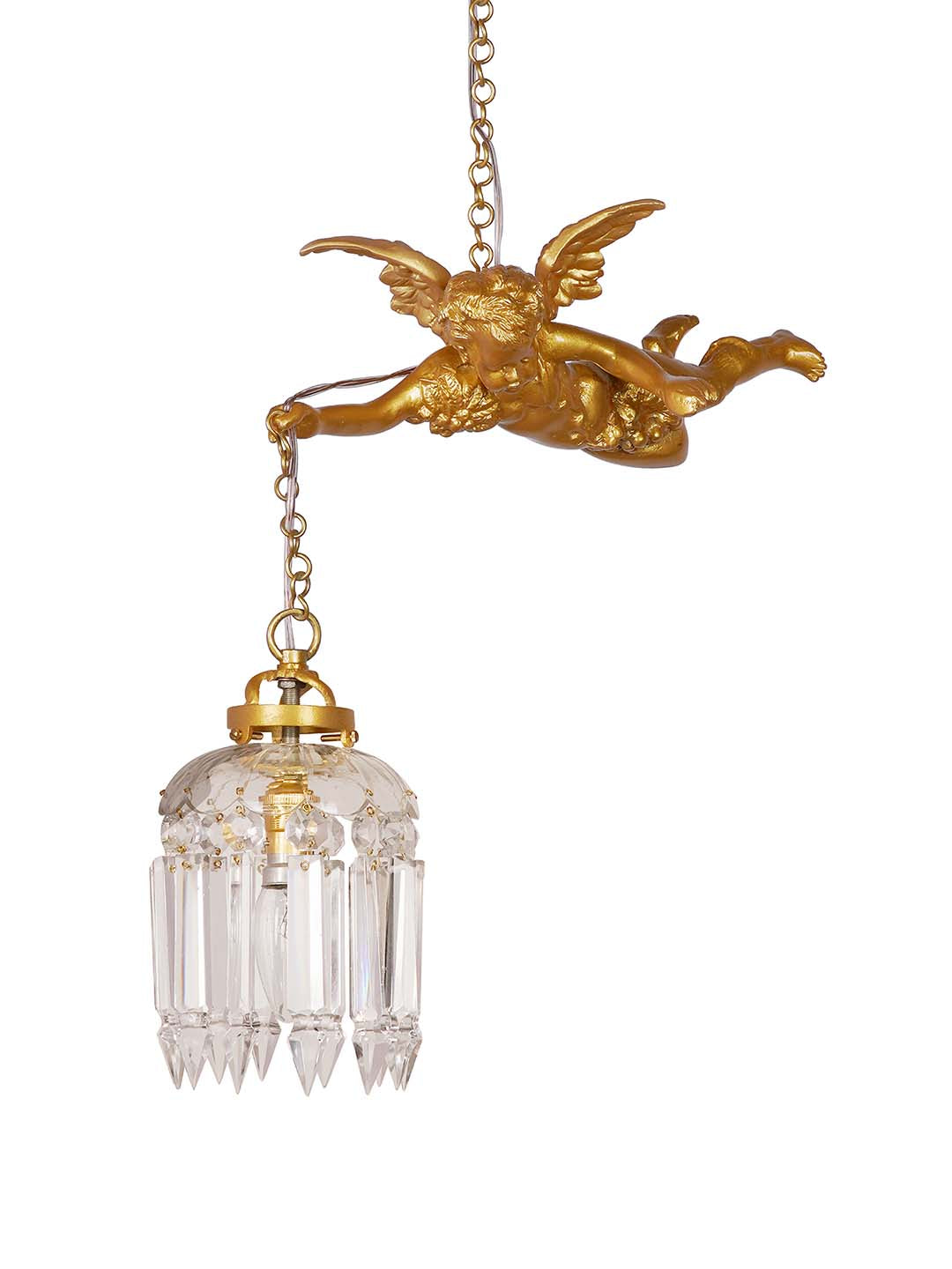Gilded Cast Aluminium 1-Light Pendant Light – 38.1 cm