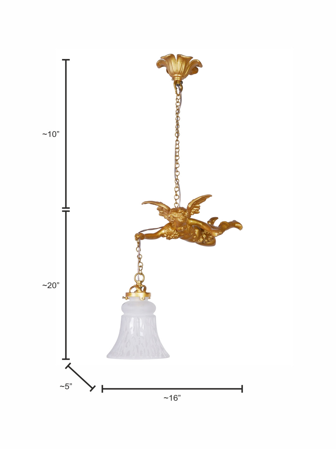 Gilded Cast Aluminium 1-Light Pendant Light – 40.6 cm