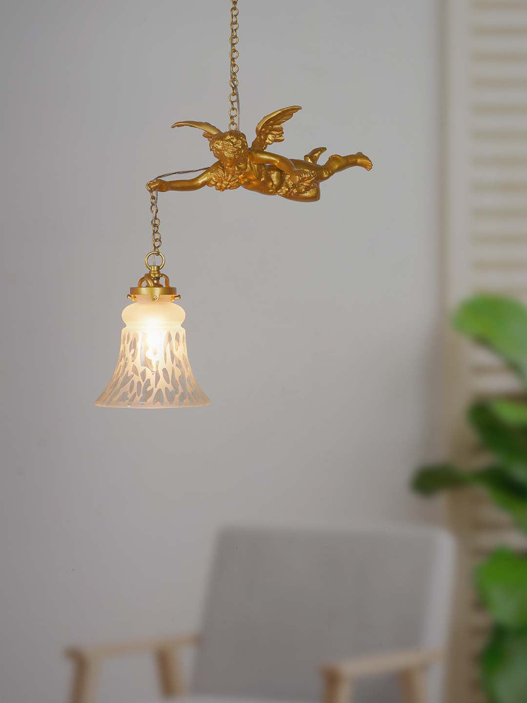 Gilded Cast Aluminium 1-Light Pendant Light – 40.6 cm