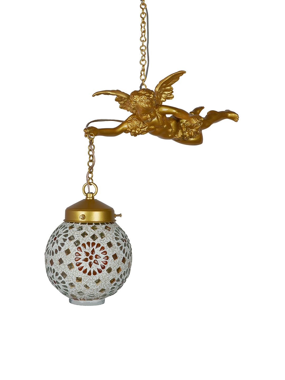 Gilded Antique Cast Aluminium 1-Light Pendant – 38.1 cm