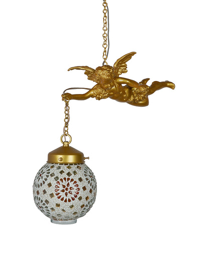 Gilded Antique Cast Aluminium 1-Light Pendant – 38.1 cm