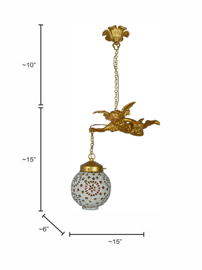 Gilded Antique Cast Aluminium 1-Light Pendant – 38.1 cm