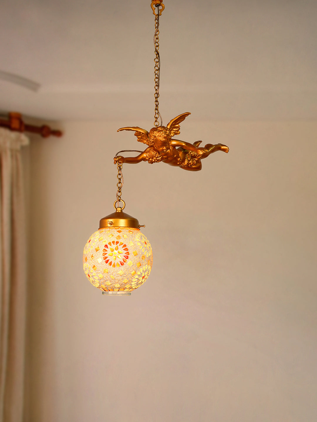 Gilded Antique Cast Aluminium 1-Light Pendant – 38.1 cm