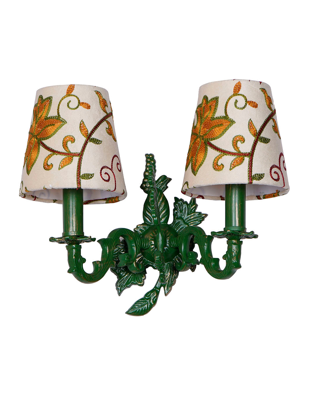 Green Fabric Aluminium 2-Light Wall Sconce – 30.5 cm