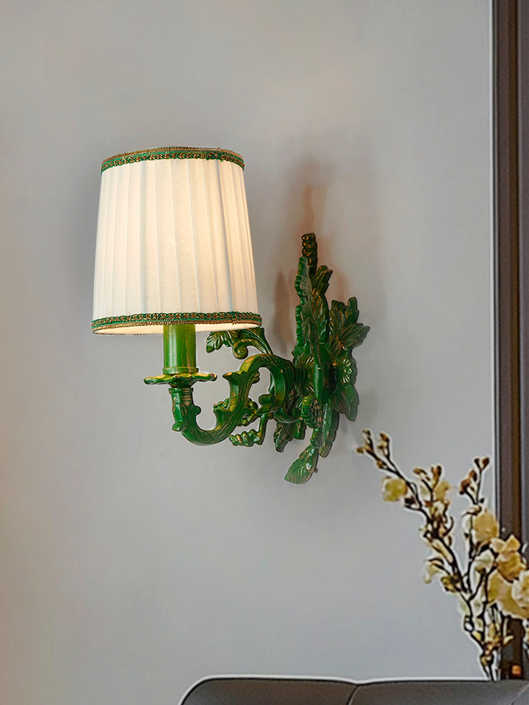 Green Aluminium Fabric 1-Light Wall Sconce – 30.5 cm