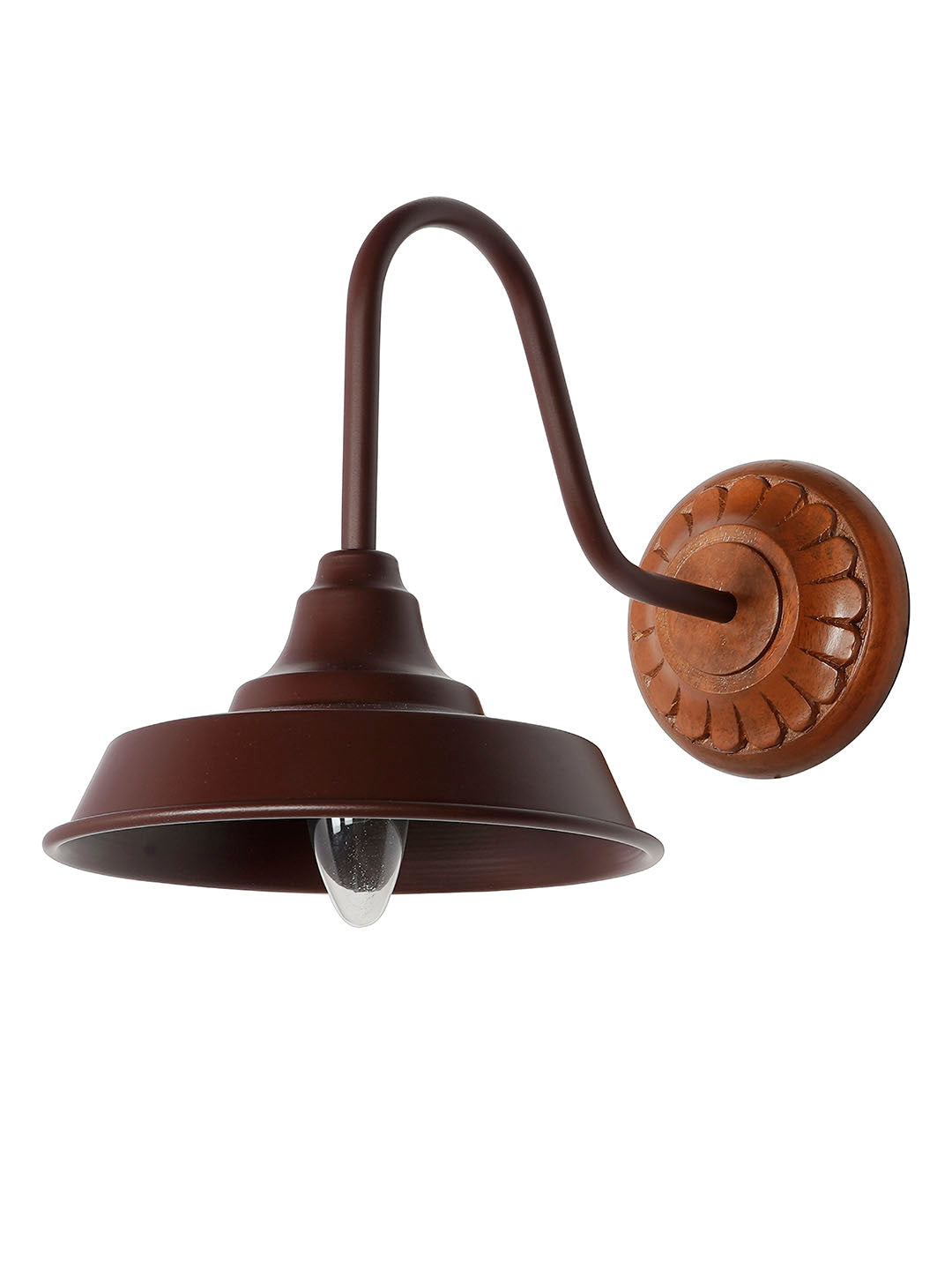 Brown Mild Steel Wood 1-Light Wall Sconce – 24.1 cm
