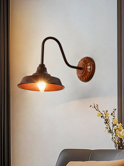 Brown Mild Steel Wood 1-Light Wall Sconce – 24.1 cm