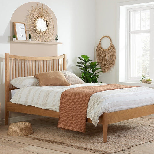 Olivia King Size Mango Wood Bed with Orange Finish