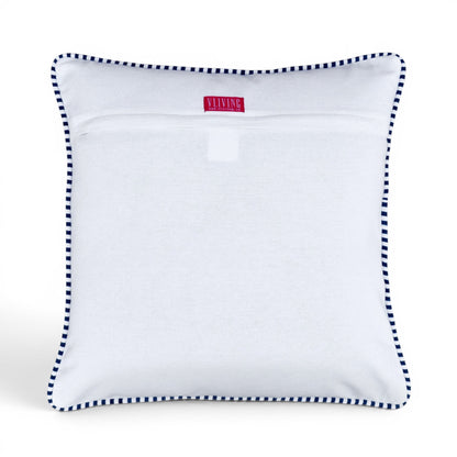 Blue & White Victorian Swirl Print Cotton Cushion Cover | Welted | Zip Closure | 4 Sizes