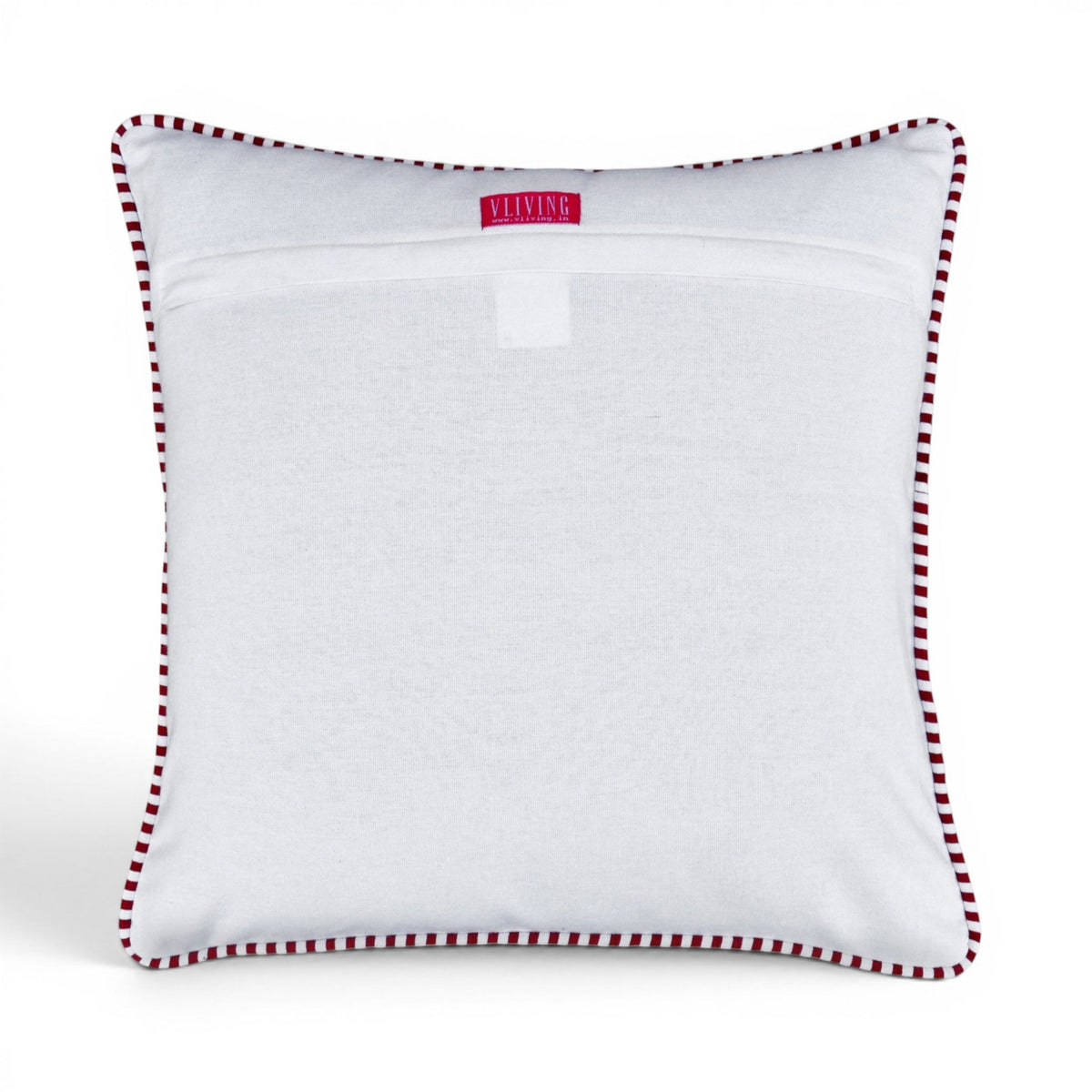 Red & White Victorian Swirl Print Cotton Cushion Cover | Welted | Zip Closure | 16×16"