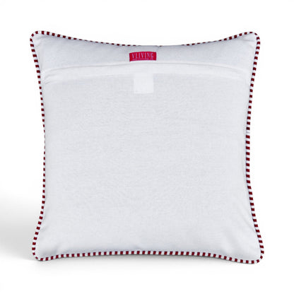 Red & White Victorian Swirl Print Cotton Cushion Cover | Welted | Zip Closure | 16×16"
