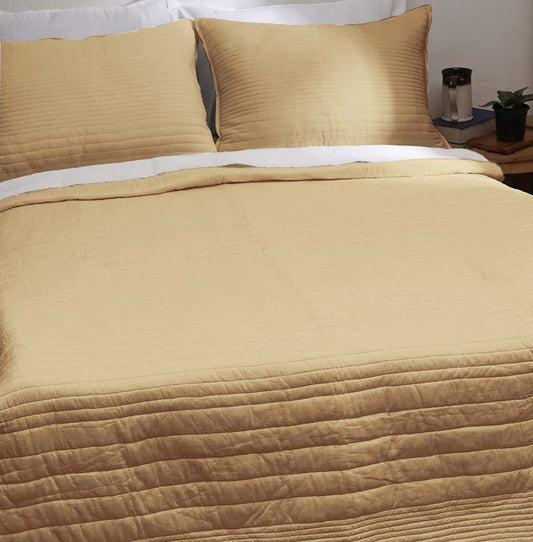 BEIGE luxury 300TC cotton satin Quilt with coordinated pillow cases, Sizes available