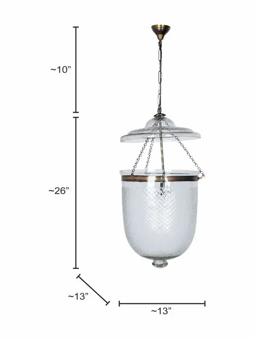 Clear Glass 1-Light Bell Jar Pendant Light – 35.6 cm